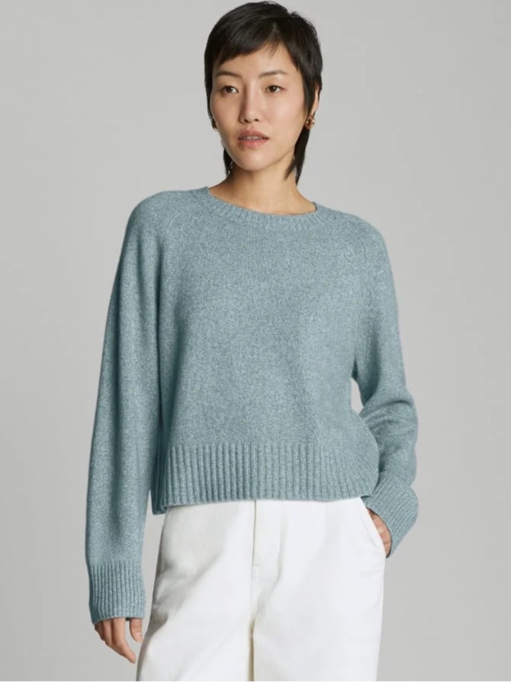 Everlane Light Blue Cashmere Boxy Crew Sweater
